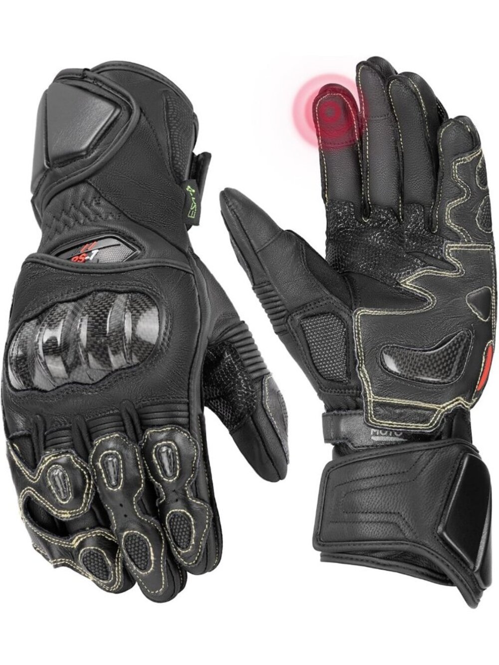 Unisex Leather Motorcycle Gloves - CE-Certified, Kevlar Knuckle Protection, ESA